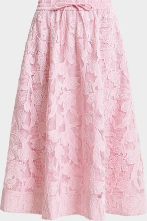 Essentiel Heast Floral-Embroidered Midi Skirt