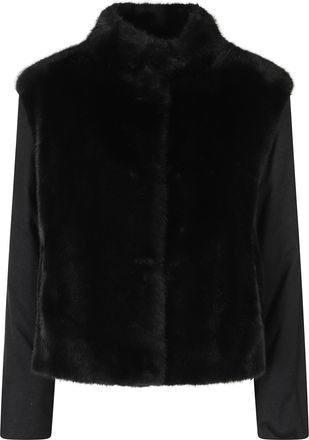Herno Black High Neck Cashmere Sleeves Polyester Jacket
