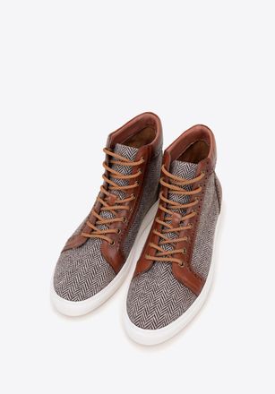 Wittchen Heren Leren High Top Sneakers Bruin Natuurlijk Leer