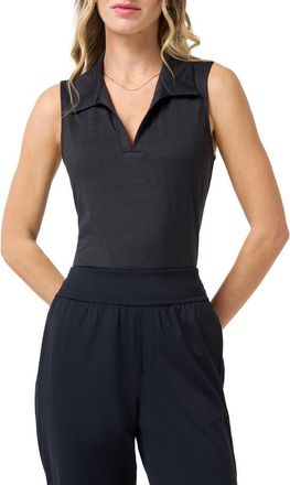 Travis Mathew Skyloft Light Sleeveless Polo in Heather Black at Nordstrom, Size Xx-Large