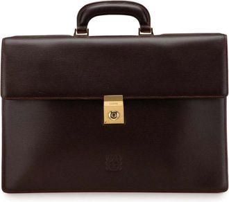 Loewe Pre-owned Handbags, female, Brown, Size: ONE SIZE Pre-owned Leather Business Briefcase