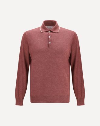 Brunello Cucinelli Lightweight cashmere, silk and hemp knit Polo Male 48