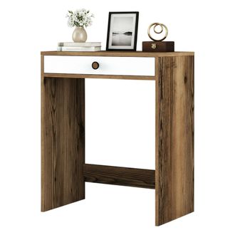 Dmora Consola Solstice, Mesa Multiusos, Gabinete De Soporte, Escritorio De Pasillo, 70x85h40 Cm, Nogal Y Blanco, Con Embalaje Reforzado - Dmora