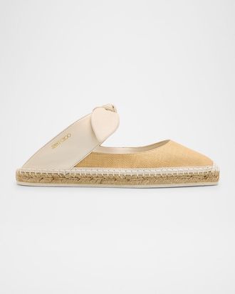 Jimmy Choo London Reka Raffia and Leather Flats