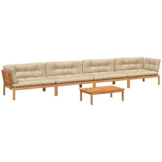 vidaXL Set De Sof&aacute;s De Palets De Jard&iacute;n Y Cojines 5 Pzas Madera Acacia Vidaxl