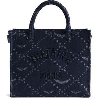 Zadig&Voltaire Angel Logo Monogram Denim Tote in Silent at Nordstrom