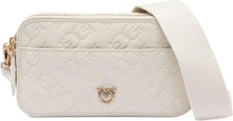 Pinko Witte Crossbody Cameratas - Dames - Schoudertassen - Wit - ONE Size - Leer - Tassen