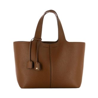 Elisabetta Franchi Tote Bags, female, Brown, Size: ONE SIZE Medium Tote Bag with Logo Details
