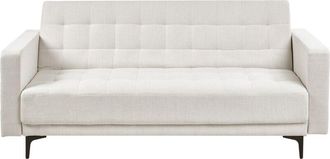 Beliani Sof&aacute; Cama Moderno De 3 Plazas Tapizado De Tela Reclinable Con Capiton&eacute; Blanco Crema Aberdeen