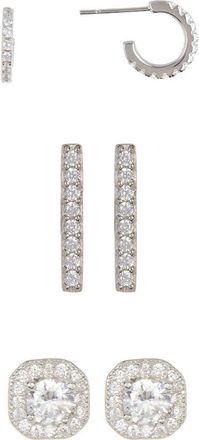 Adornia Set of 3 Stud & Hoop Earrings in Silver at Nordstrom Rack