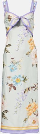 Self Portrait Abito midi in twill con stampa floreale