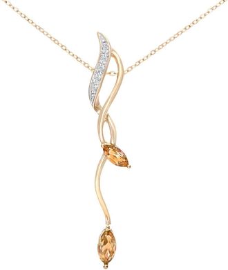 Jewelco London 9ct Gold 2pts Diamond Marquise 0.35ct Citrine Stick Necklace 18 - PP0AXL3848YCT