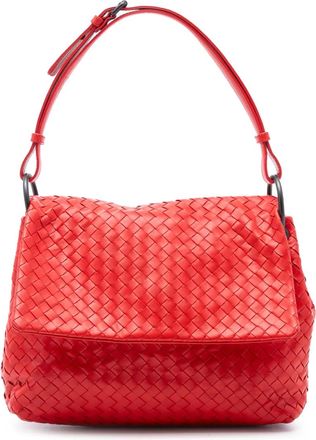 Bottega Veneta Borsa a spalla Intrecciato in nappa con battente 2012-2025 - Rosso