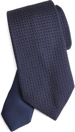 Canali Neat Metallic Silk Jacquard Tie in Navy at Nordstrom