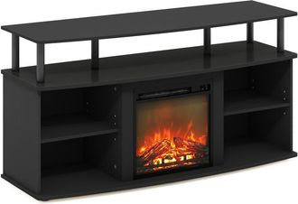 Furinno Open Shelving Storage Fireplace Entertainment Center for TV up to 55 Inch