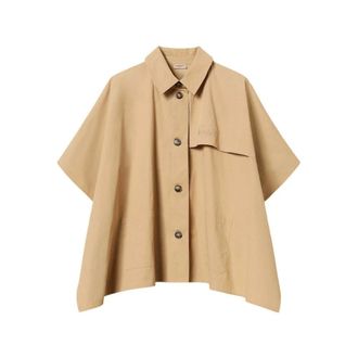 Twinset Capes, female, Beige, Size: ONE SIZE Cotton Gabardine Trench-Style Poncho