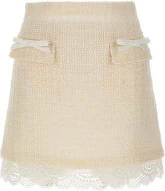 Self Portrait Rokken, Dames, Wit, 2Xs, Boucl&eacute; Minirok