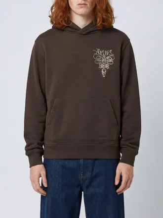Amiri Rhinestone Logo Embroidered Cotton Hoodie
