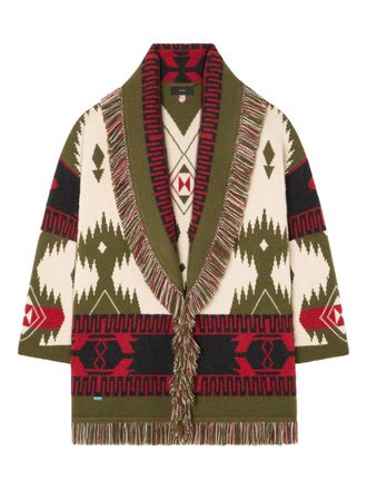 Alanui Icon jacquard fringe cardigan - women - Cashmere - M - Multicolour