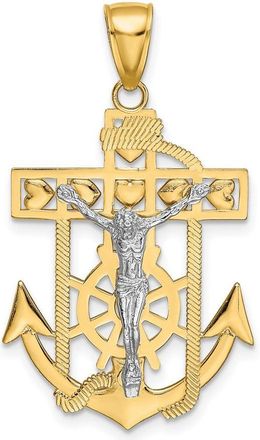 Diamond2Deal 14k Two-tone Gold Mariners Crucifix Pendant