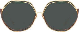 Linda Farrow ASPEN LFL1355 C3 Mens Sunglasses Gold Size 64