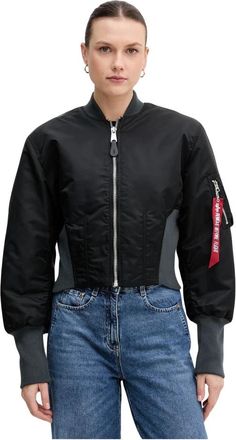 Alpha Industries Waisted Ma-1 - Dames - Bomber jackets - Zwart - L - Leer - Jassen