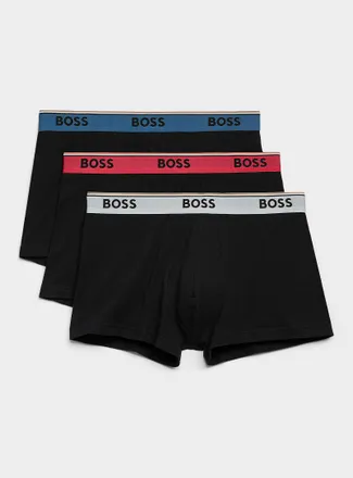 BOSS Mens 2.5 contrast-waist trunks Cotton 3-pack