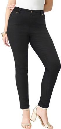 Roaman's Plus Size 24/7 Stretch Slim Jean in Black Denim at Nordstrom, Size 14