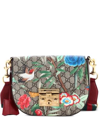 Gucci Padlock Saddle Tian Print GG Coated Canvas Medium shoulder bag - Marrone