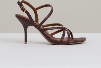 Reiss Oxblood Leather Strappy Stiletto Sandals, X09