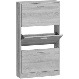 vidaXL Vidaxl - Mueble Zapatero Madera Contrachapada Gris Sonoma 59x17x108 Cm