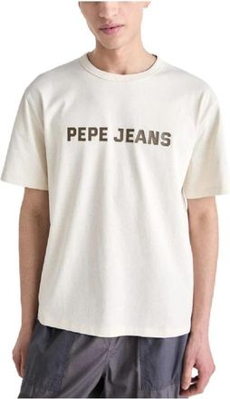 Pepe Jeans London Beige T-shirt met korte mouwen Sutton - Heren - T-shirts - Beige - XL - Katoen - Tops