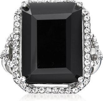Ross-Simons Black Onyx and White Topaz Ring in Sterling Silver