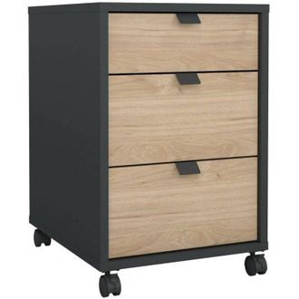 Dmora Cassettiera Gabrielle, Settimino multiuso, Com&ograve; camera da letto, Mobile con cassetti, 48x41 h61 cm, Rovere e Grigio - Dmora