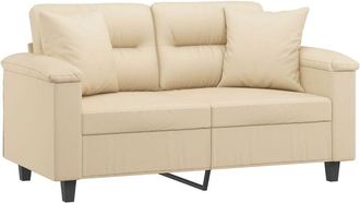 vidaXL Sof&aacute; De 2 Plazas Con Cojines Tela Microfibra Color Crema 120 Cm Vidaxl