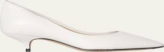 The Row Liisa Leather Kitten-Heel Pumps