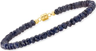 Ross-Simons Sapphire Bead Bracelet With 14kt Yellow Gold Magnetic Clasp