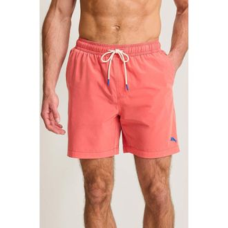 Tommy Bahama Naples Valley Garment Dyed 6-Inch Performance Swim Trunks in Surfers Pink at Nordstrom, Size Xx-Large