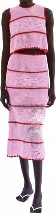 Saylor Fran Skirt Set In Pink/ Red