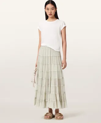 AllSaints Eva Tiered Midi Skirt