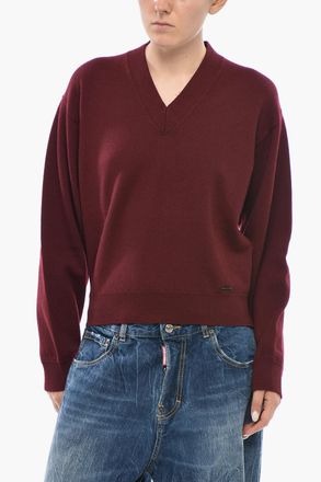 Dsquared2 Maglia in Lana Vergine con Scollo a V Dsquared2