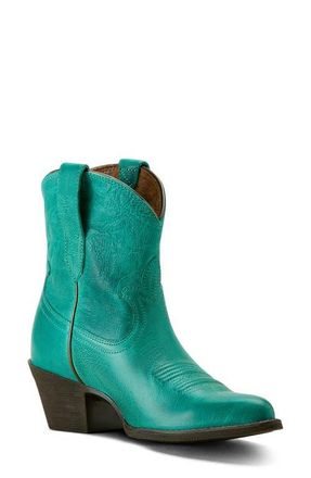 Ariat Maggie J Toe Short Western Boot in Deep Turquoise at Nordstrom, Size 7.5