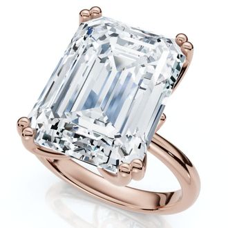 Pompeii3 Certified 10Ct Emerald Cut Diamond Solitaire Engagement Ring 14k Gold Lab Grown