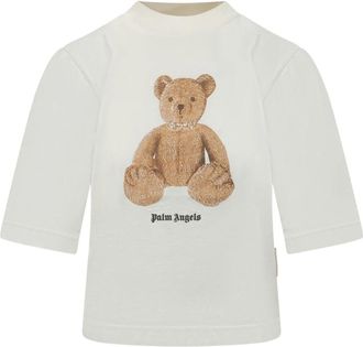 Palm Angels Bear Boxy T-Shirt - Dames - T-shirts - Wit - L - Katoen - Tops