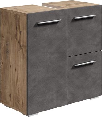 Badplaats Mueble Bajo Lavabo Mars 60 X 30 X 60 Cm - Roble Casta&ntilde;o Con Gris