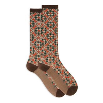 Gallo Gallo, Ondergoed, Dames, Veelkleurig, ONE Size, Katoen, Lange Viscose Sokken met Tegelpatroon