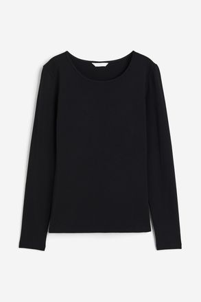 H&M Langarmshirt aus Jersey - Schwarz