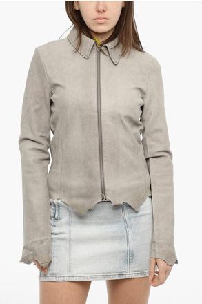 Diesel Leather Jacket L-RINGS with Front Zip size 40