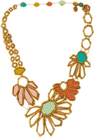 GFW Handmade Multicolor Floral Design Necklace With Geometric Motifs