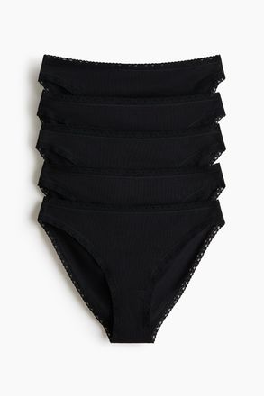 H&M 5er-Pack Baumwollslips - Schwarz